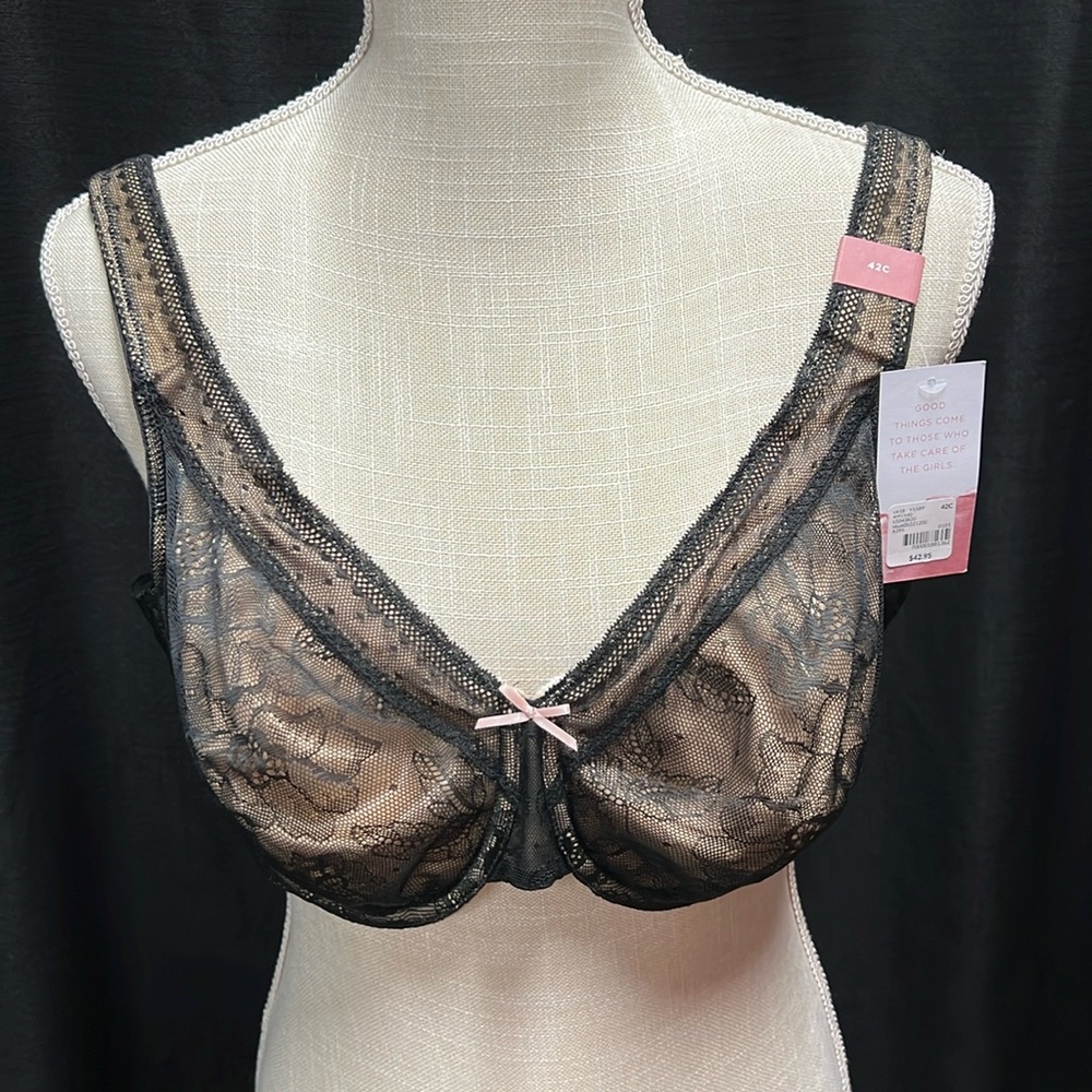 Cacique Unlined Full Coverage Bra with Lace